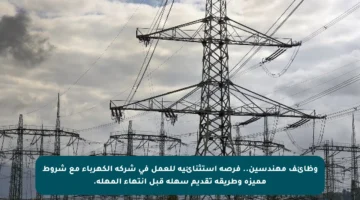 وظائف مهندسين.. فرصة استثنائية للعمل في شركة الكهرباء مع شروط مميزة وطريقة تقديم سهلة قبل انتهاء المهلة.